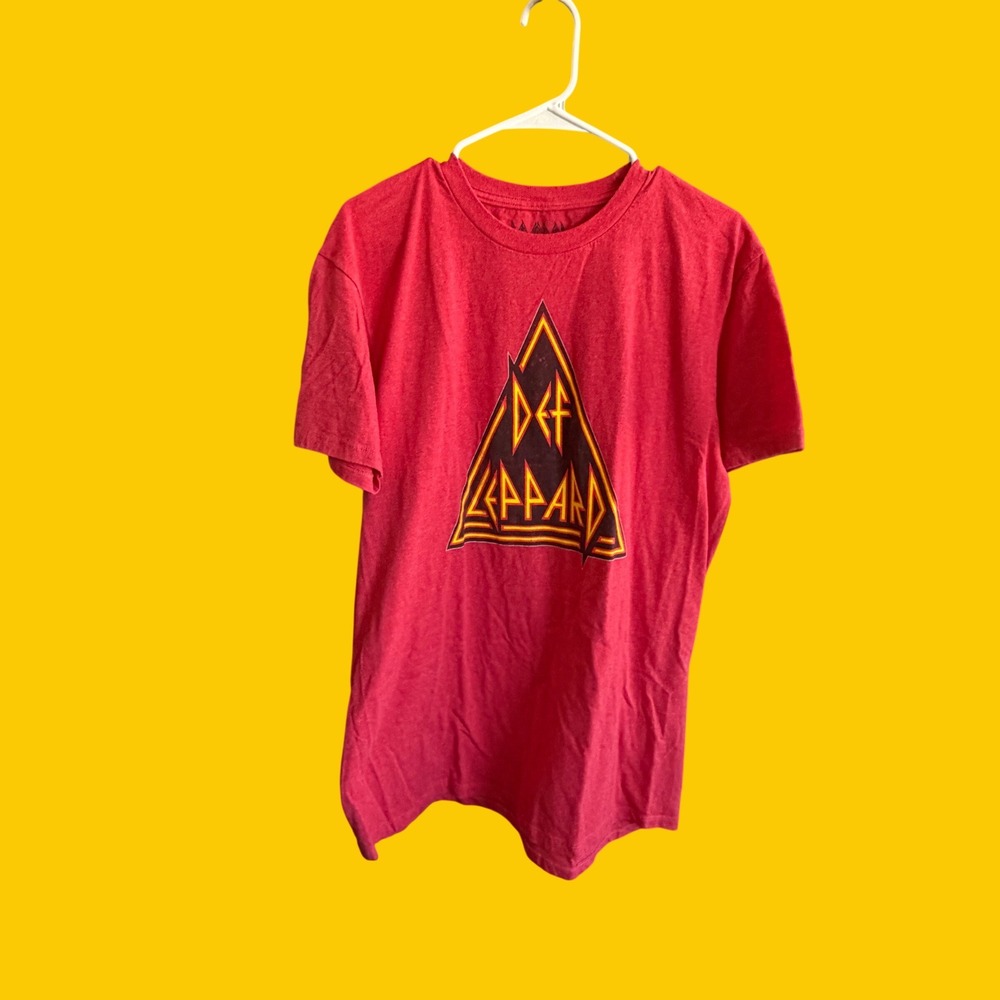 Def Leppard Hysteria Logo Graphic Band Tee Shirt Mens Large Heather Red 2016